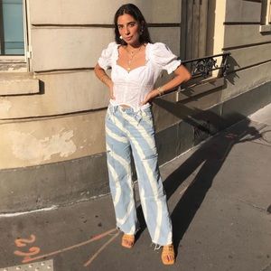 GANNI Blackstone Spiral-Bleached Cargo Jeans